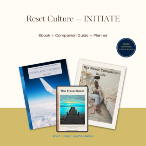 NITIATE: The Travel Reset Framework digital bundle including The Travel Reset, The Reset Companion Guide, and The Travel Reset Planner